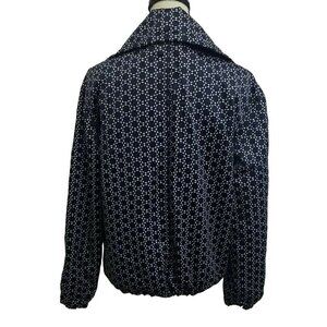 Bianca Nygard Weekend Womens Jacket Size 6 Blue Silver Snap Front Geometric